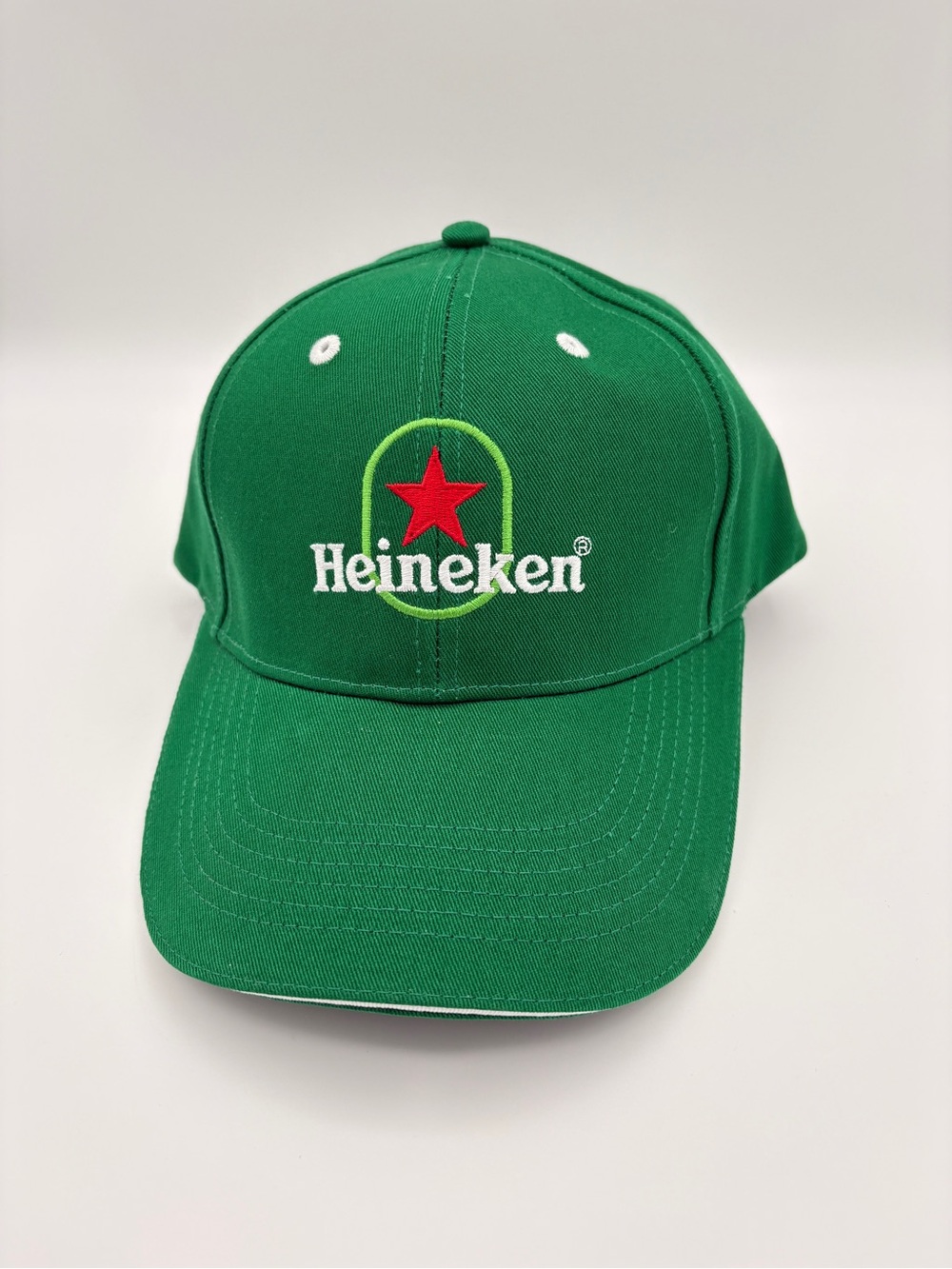 Heineken Beer Green Embroidered Logo Baseball Cap 100% Organic Cotton